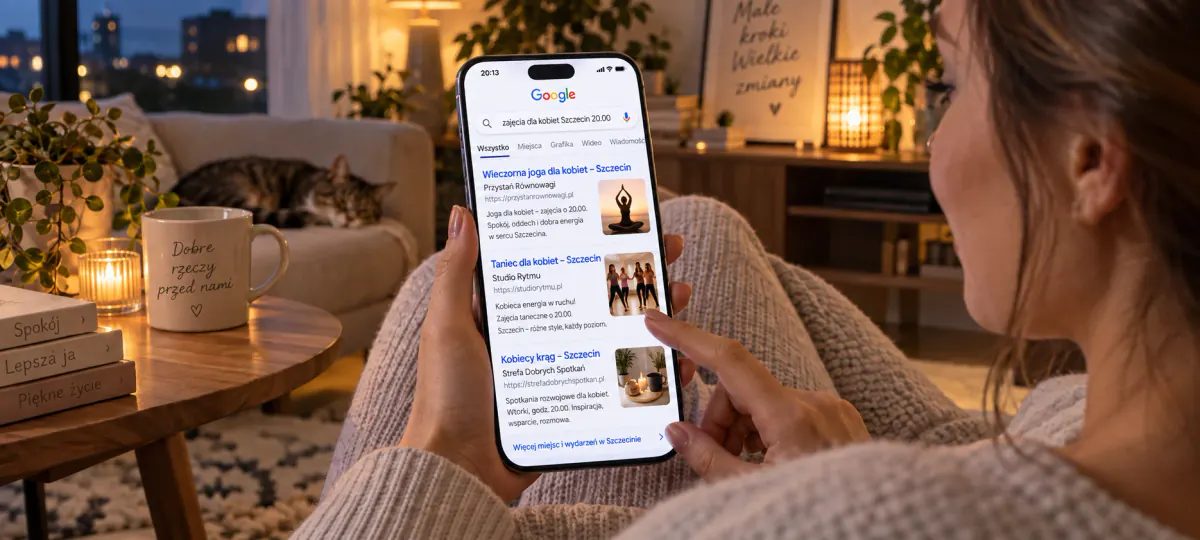 Wyszukiwanie zajęć w Google na telefonie